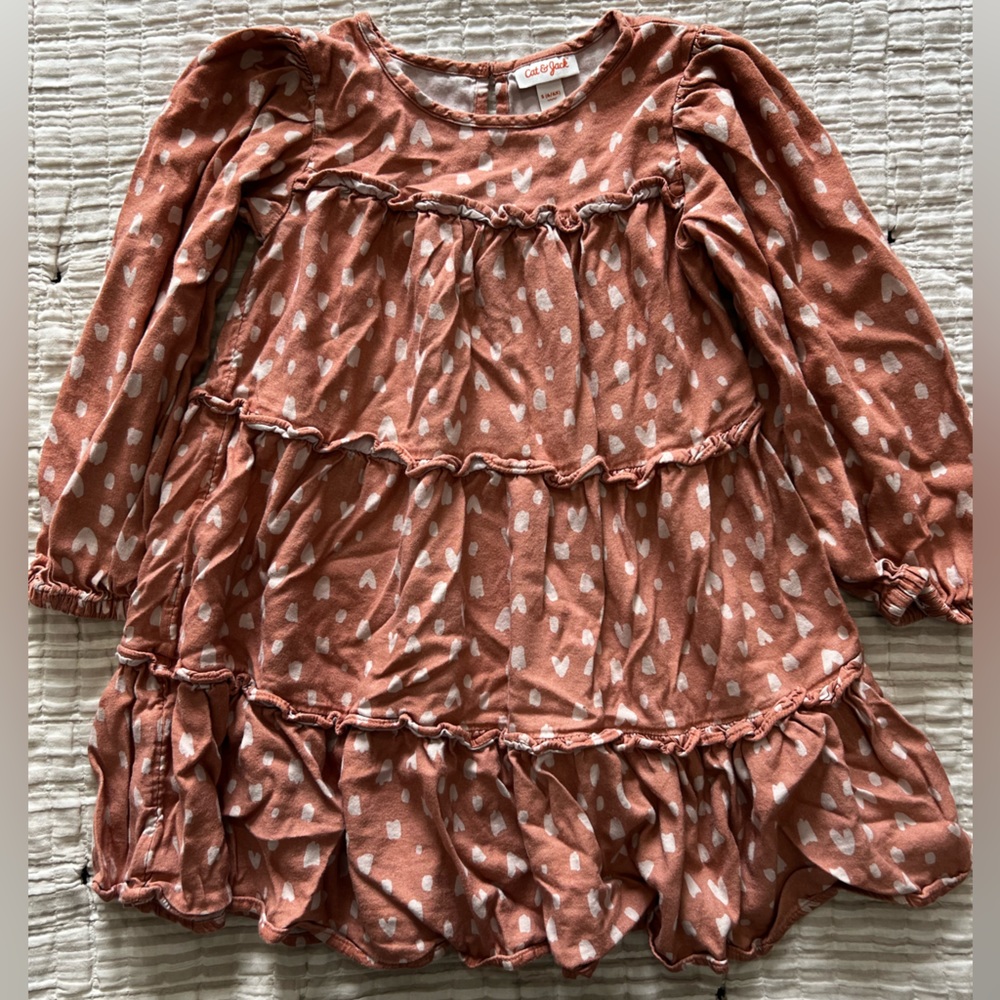 Cat & Jack 6/6x three tiered, long sleeve, rust dress